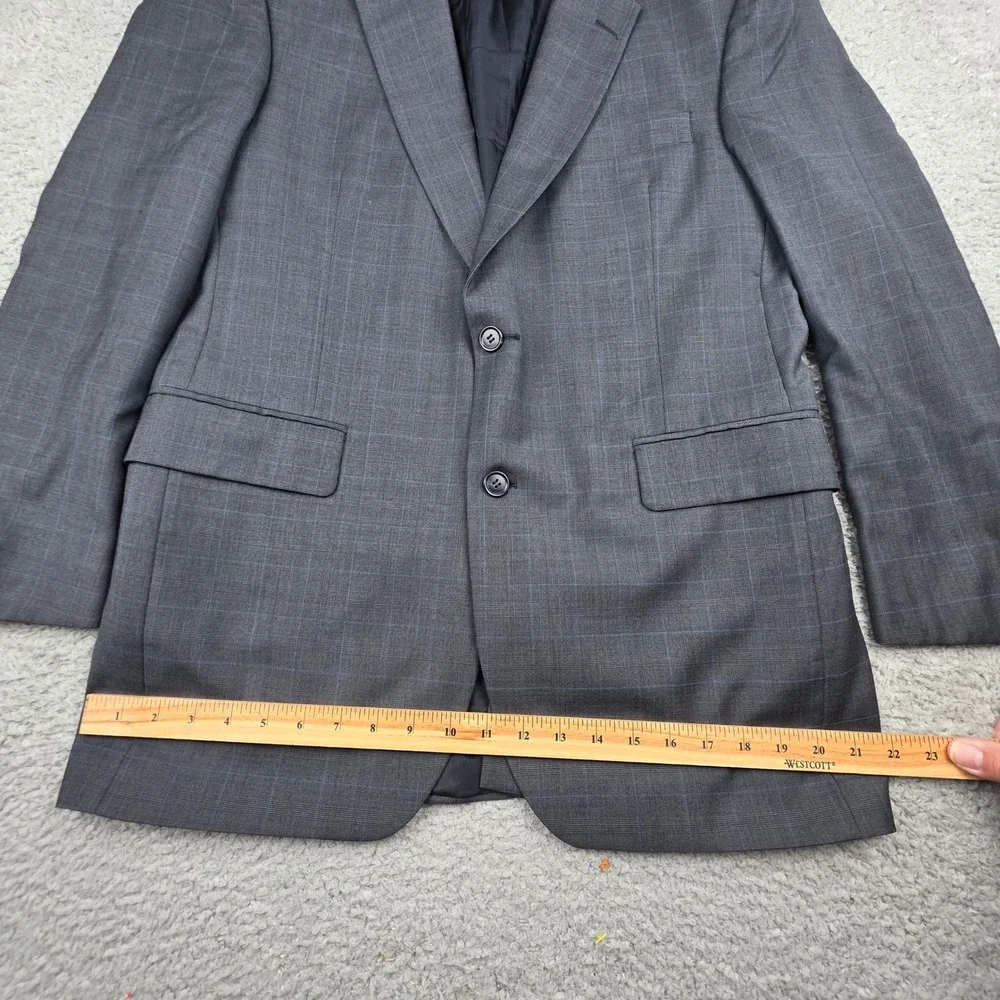 Jos‎ A Bank Sport Coat Mens 41R Gray Blue Plaid Wool Signature Blazer Jacket